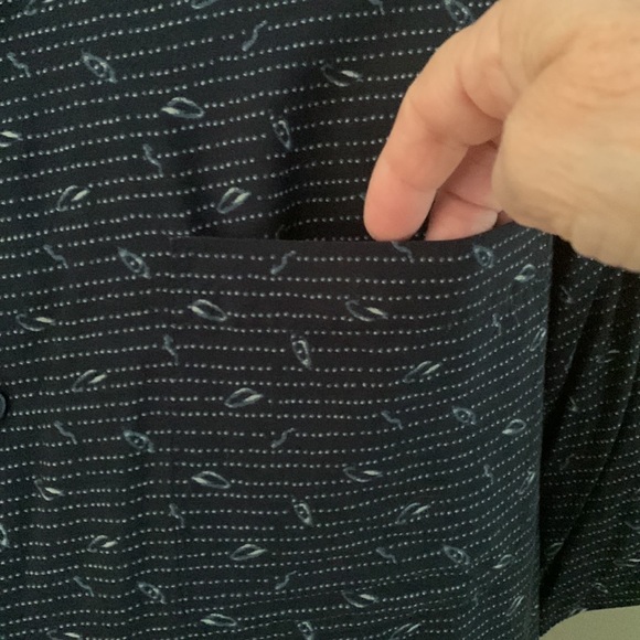 Mens Crazy Horse Navy Blue Print Button Down Shirt sz L - Picture 3 of 6